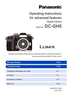 Panasonic Lumix GH5 manual. Camera Instructions.